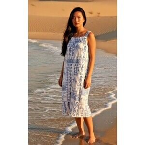 Cynthia Rowly NEW w/tags coastal summer linen blend shift dress Medium vacation